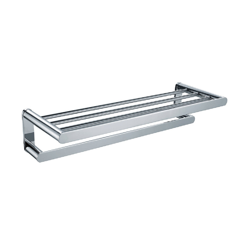 Chrome Shower Double Layer Towel Rack With Shelf