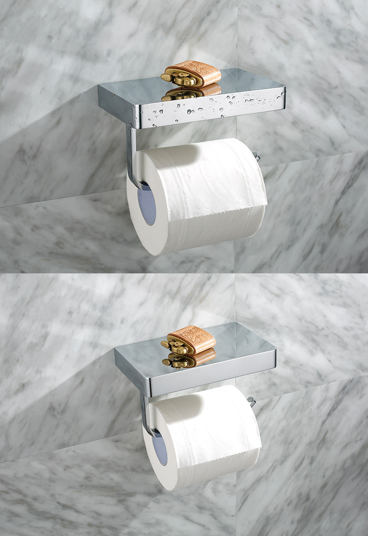 Toilet Paper Roll Holder with Storage Shelf