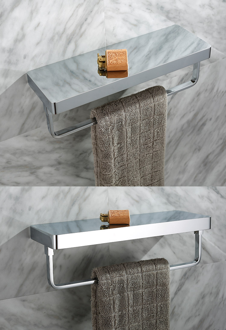 Unique Shape  Brass Towel Bar with Oversized Storage Shelf