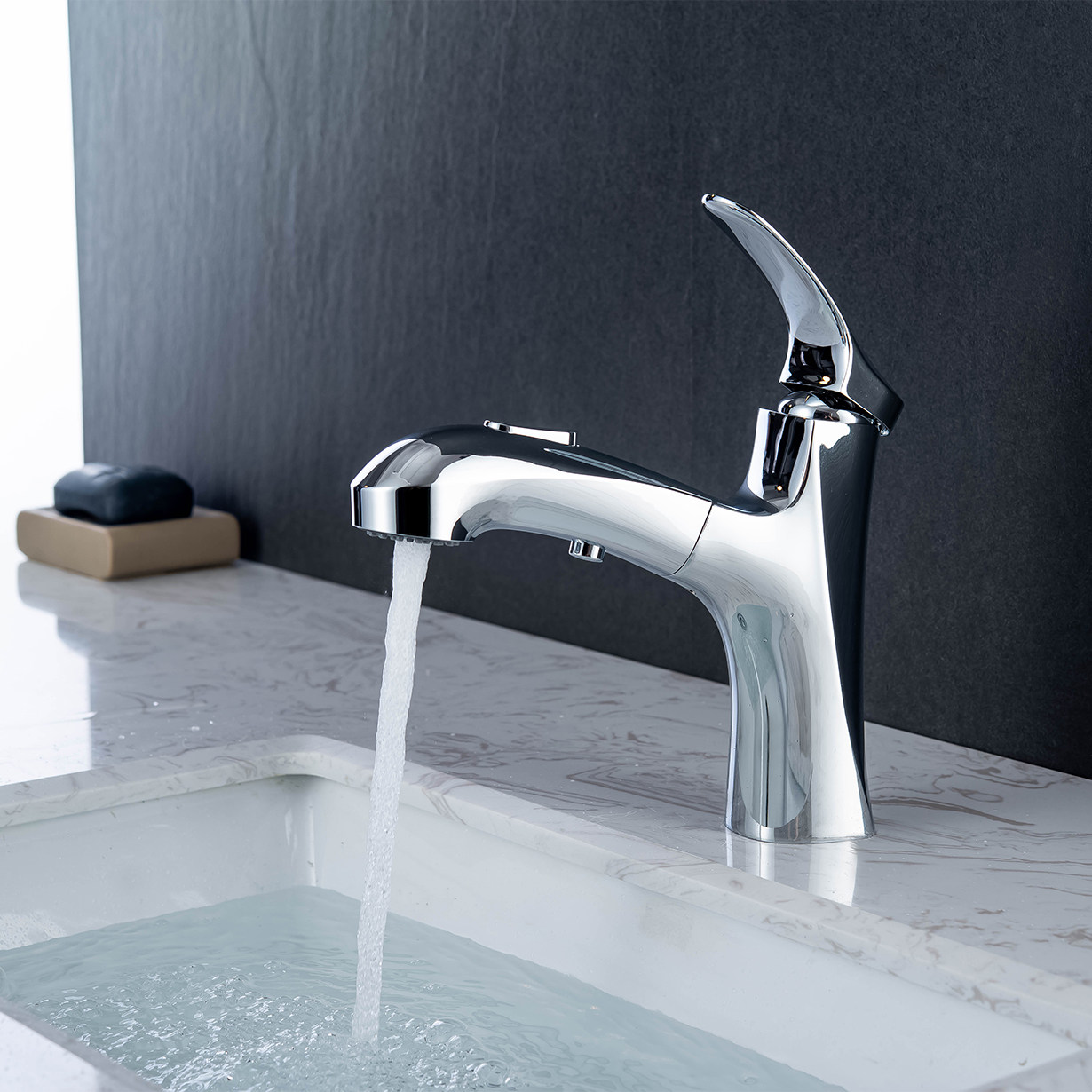 High Feet Chrome Basin Mixer Faucet