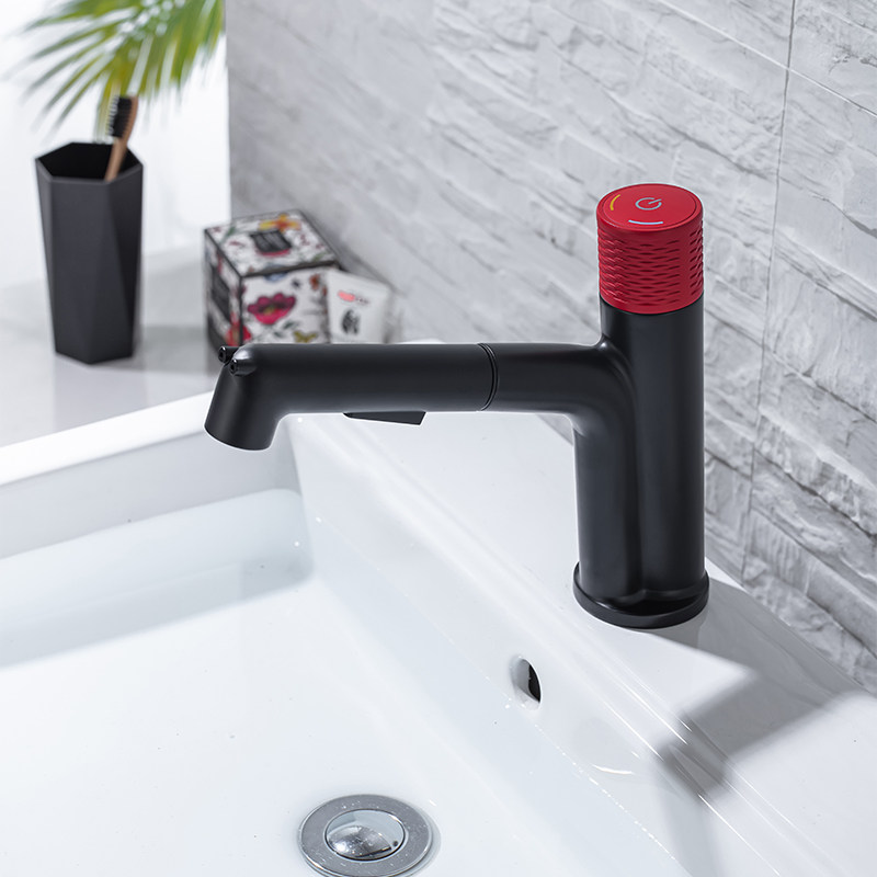 Rotate Knob Pull Out Basin Mixer Tap