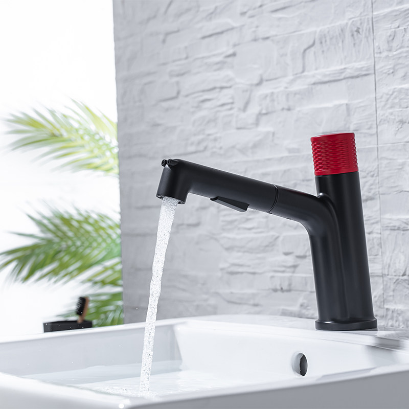 Rotate Knob Pull Out Basin Mixer Tap