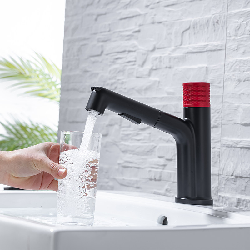 Rotate Knob Pull Out Basin Mixer Tap