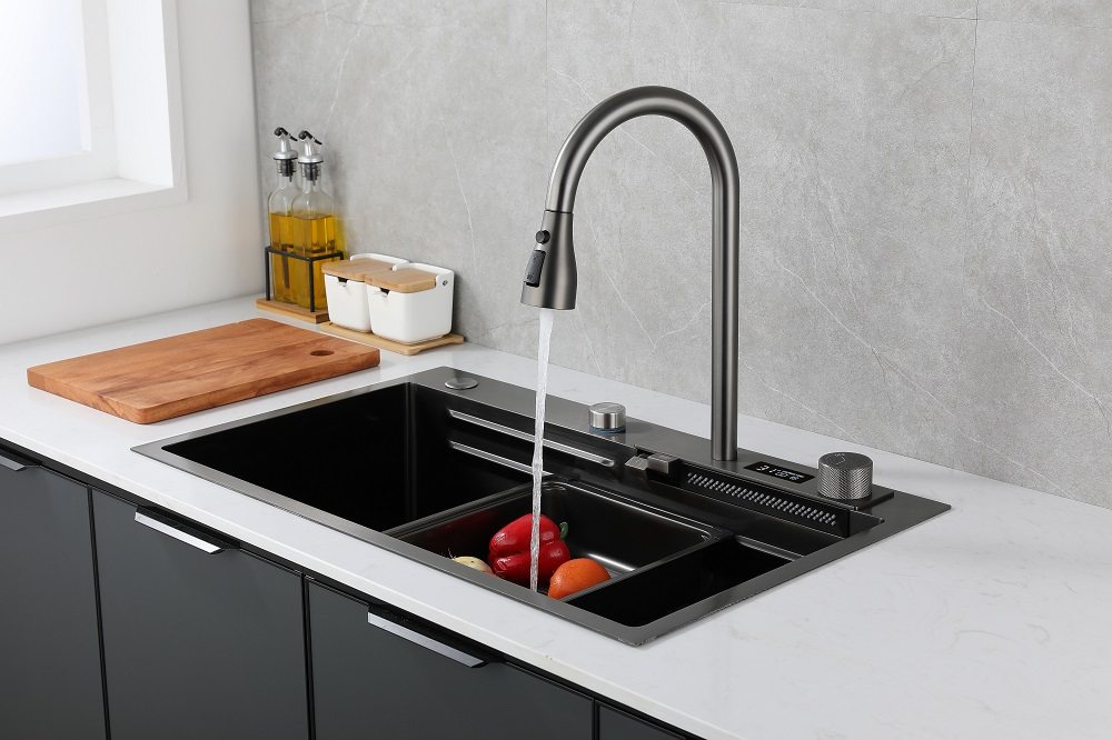 Waterfall Sink Kitchen Stainless Steel Topmount Sink