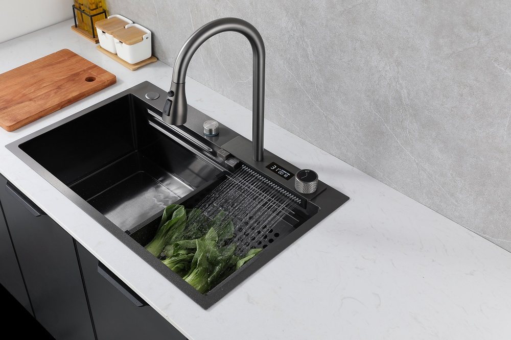 Waterfall Sink Kitchen Stainless Steel Topmount Sink