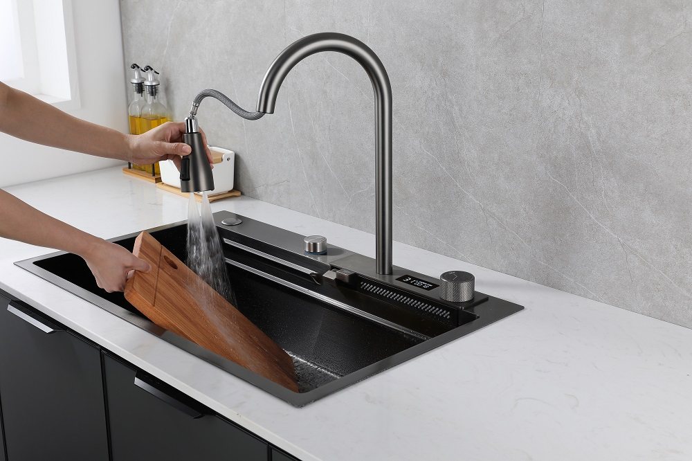 Waterfall Sink Kitchen Stainless Steel Topmount Sink