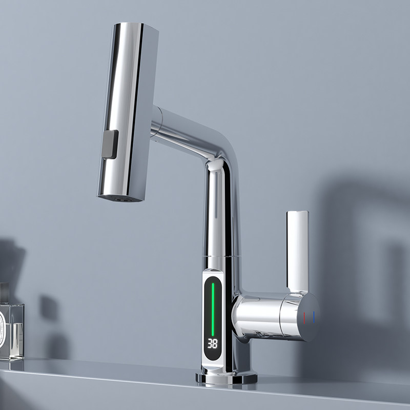 LED Display Rainfall  Desk Mounted Basin Faucet