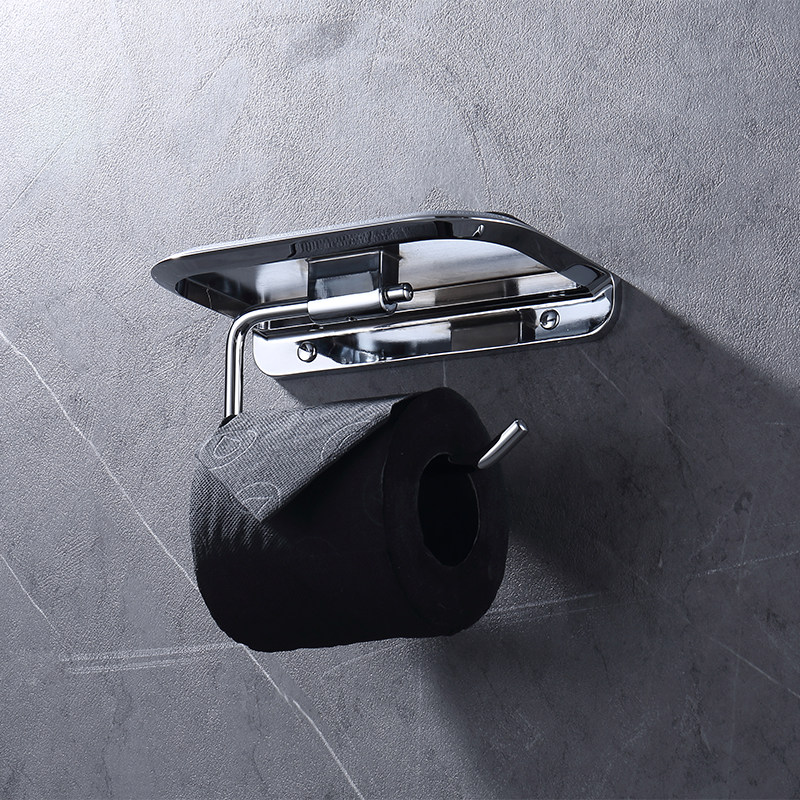 Bathroom Toilet Paper Holder With Phone Storage Shelf