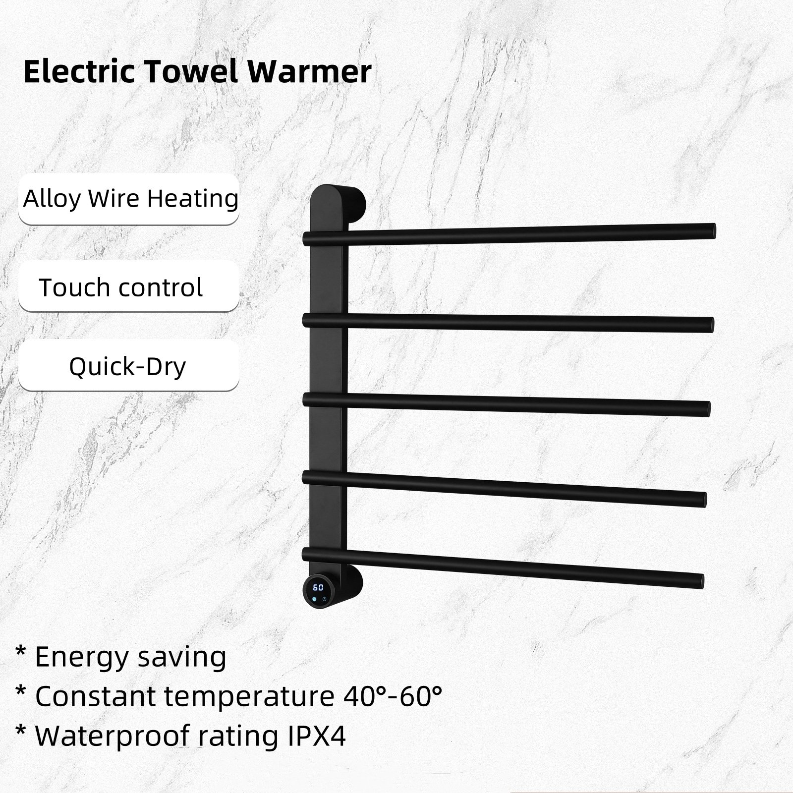 Touch Control Display Bath Towel Rack