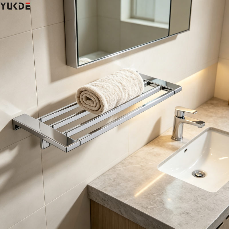 Modern Square Polished Chrome Bathroom Accessory Set
