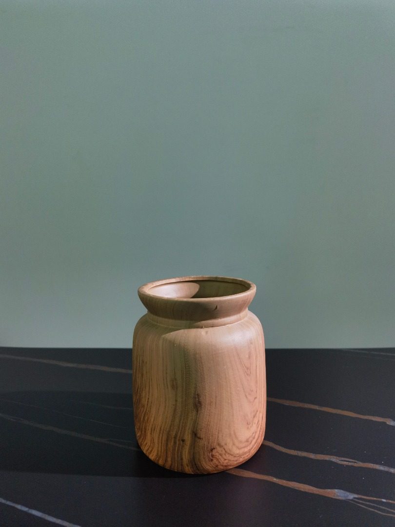 Wooden-textured Ceramic Vase