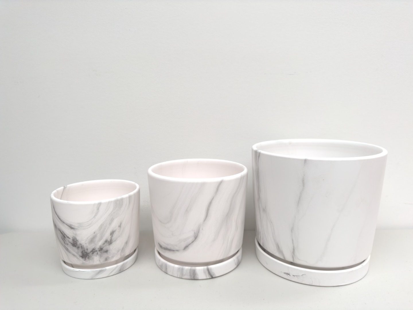 Marble-like Ceramic Pot | 20/17/13.5 cm | Set of 3