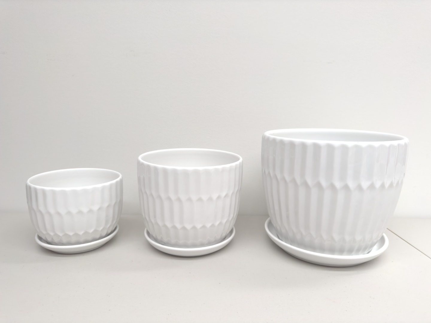 Ceramic Pot White | 21.7/17.6/14.2 cm | Set of 3