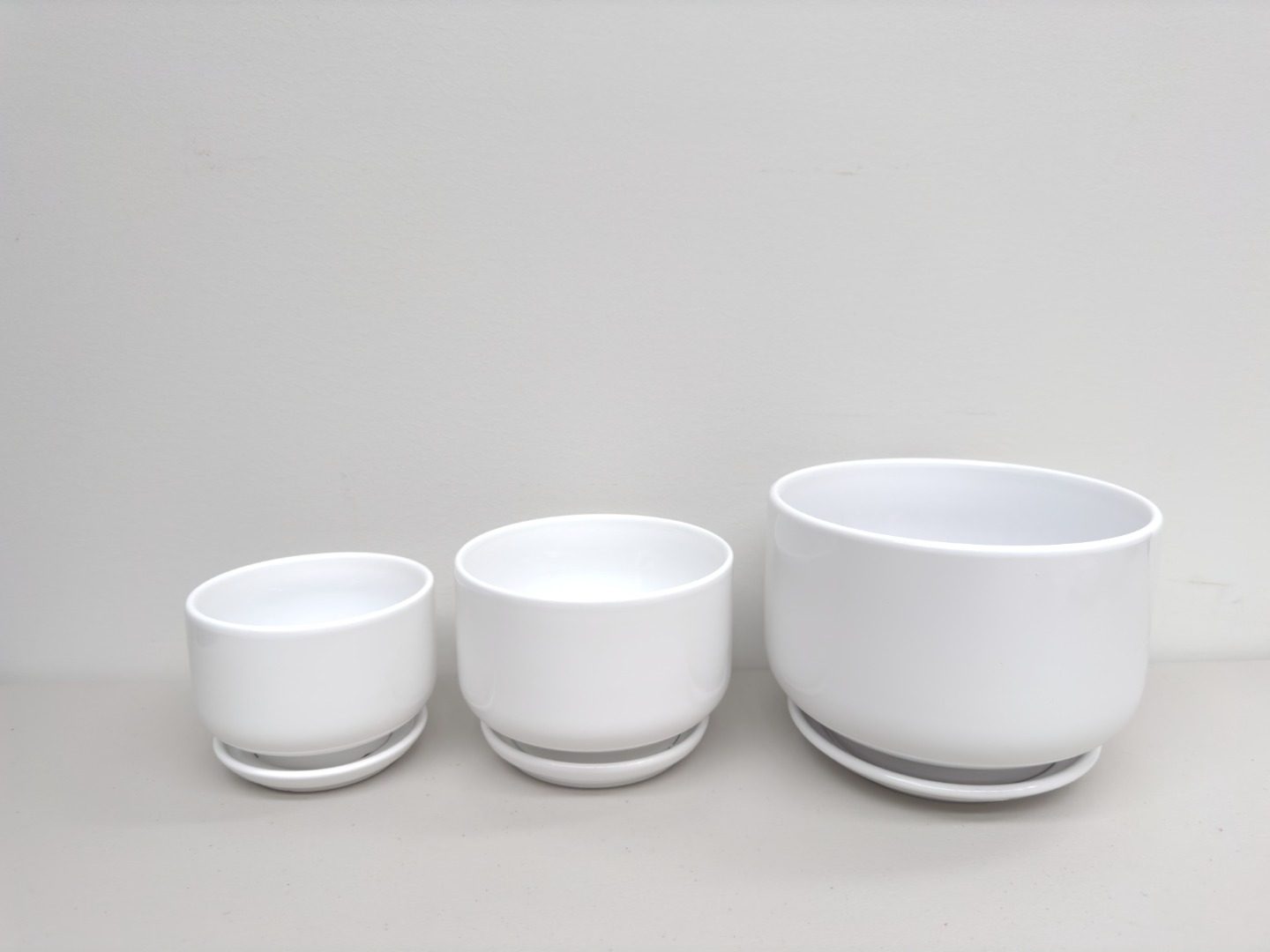 Ceramic Pot White | 19.6/15.6/12.4 cm | Set of 3