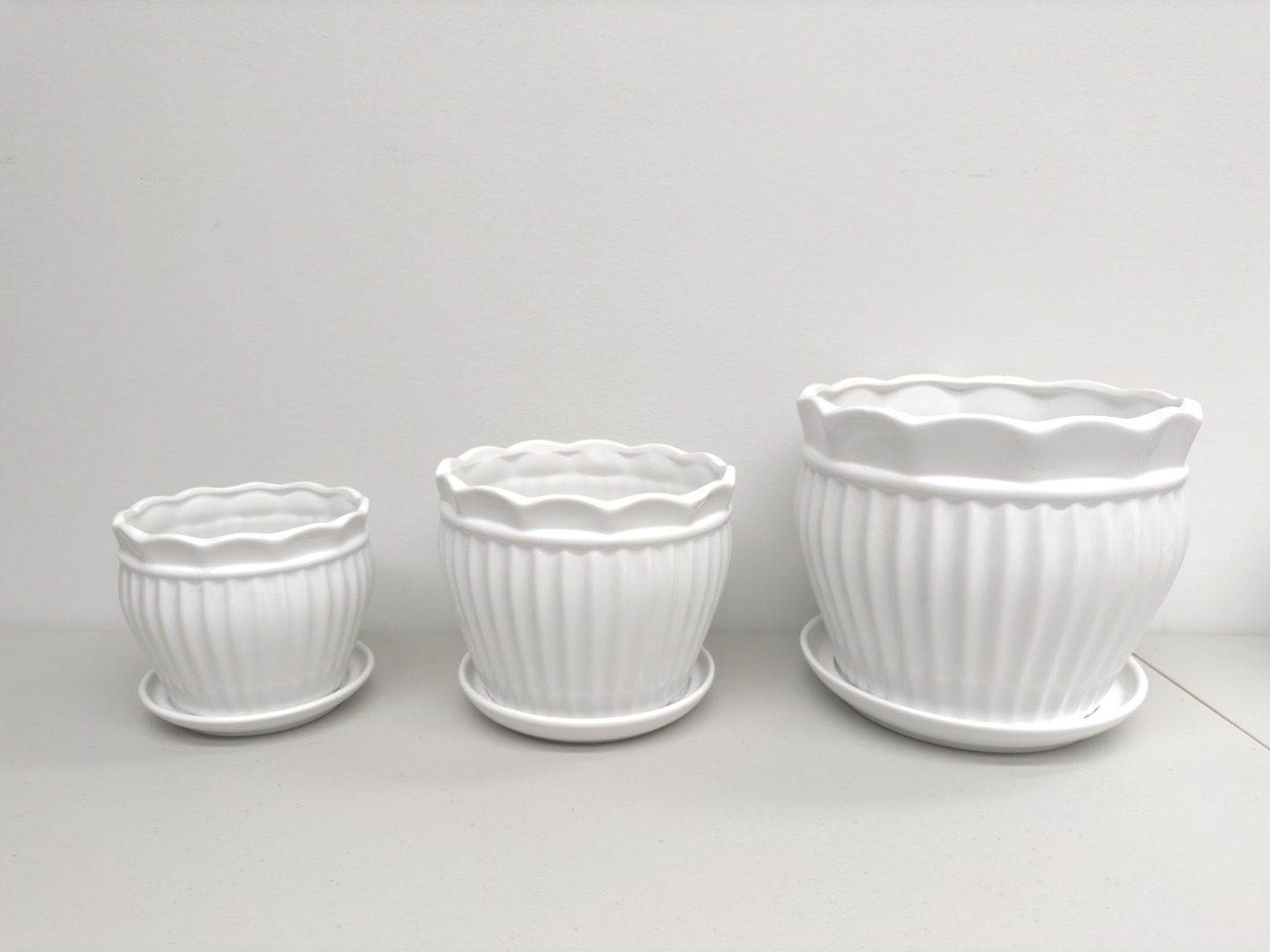 Ceramic Pots White | 21.7/19.1/14.2 cm | Set of 3