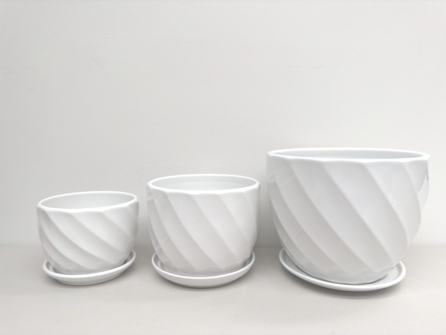 Ceramic Pot White | 21.7/17/14 cm | Set of 3