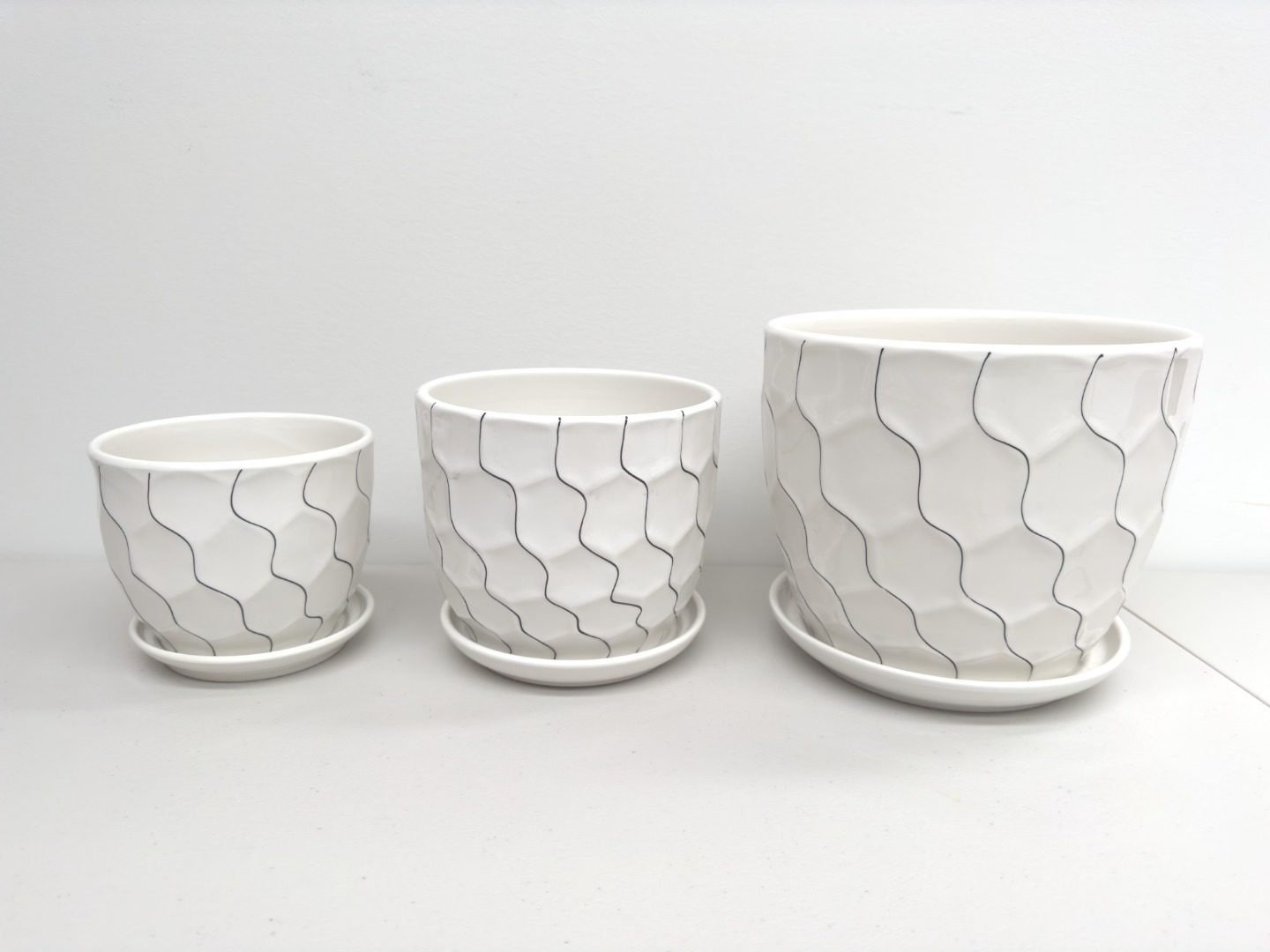 Ceramic Pot White | 22/17/14.5 cm | Set of 3