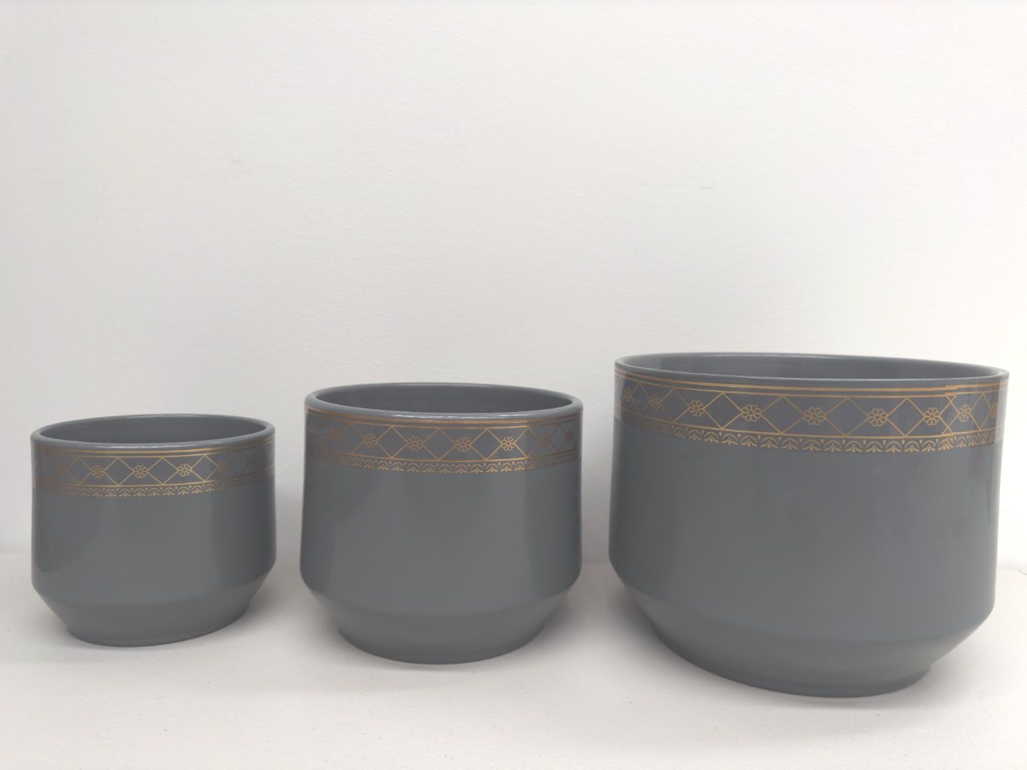 Ceramic Pot Grey | 24.5/19.6/15.5 cm | Set of 3