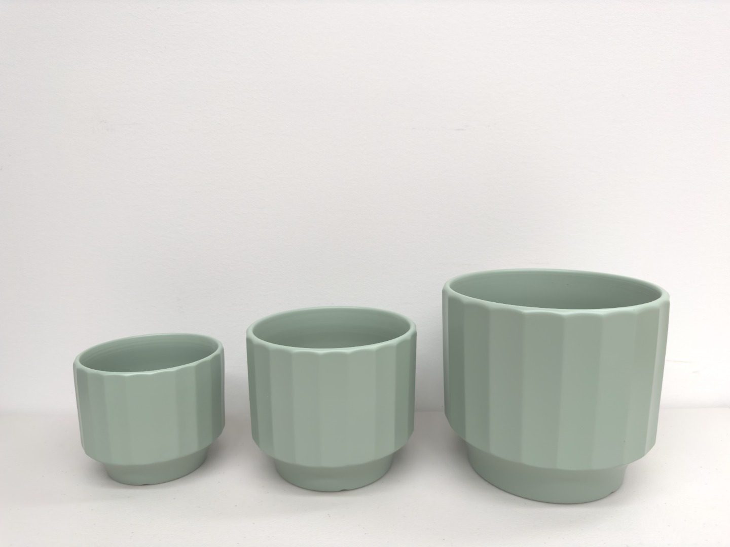 Ceramic Pot Matte Green | 19.5/16/13 cm | Set of 3