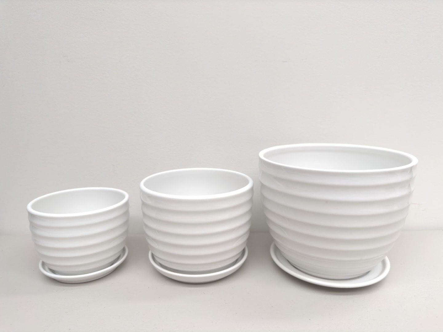 Ceramic Pot White | 21.5/17.5/14 cm | Set of 3