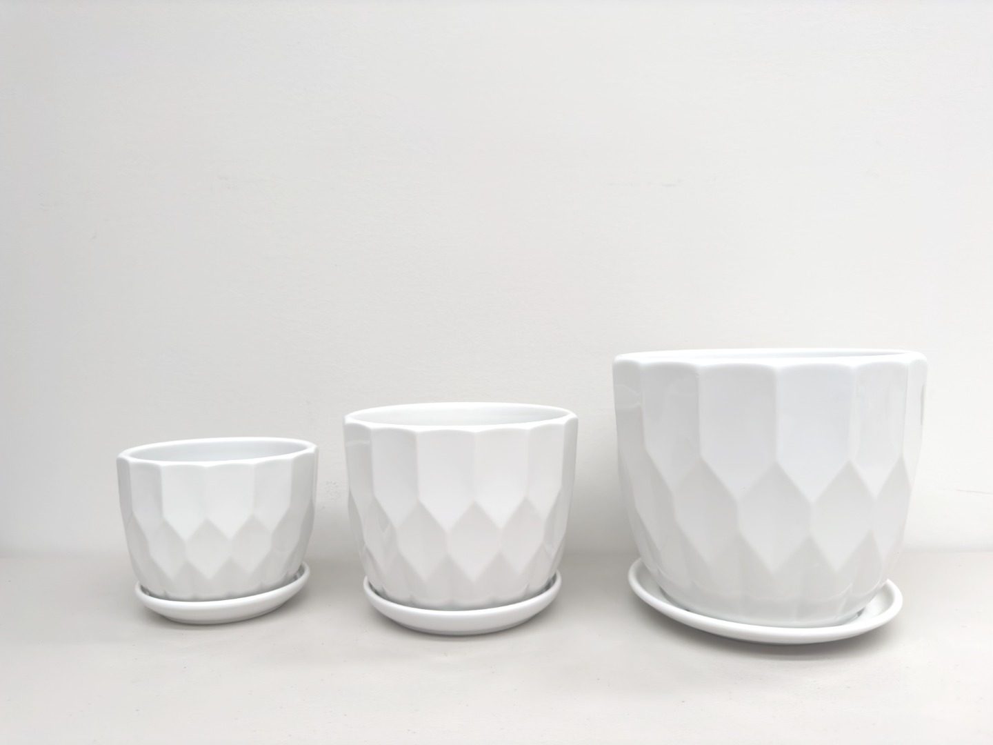 Ceramic Pot White | 20/16.8/13.5 cm | Set of 3