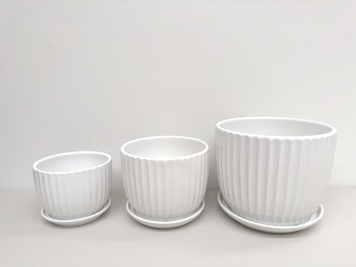 Ceramic Pot White | 21/17/14 cm | Set of 3