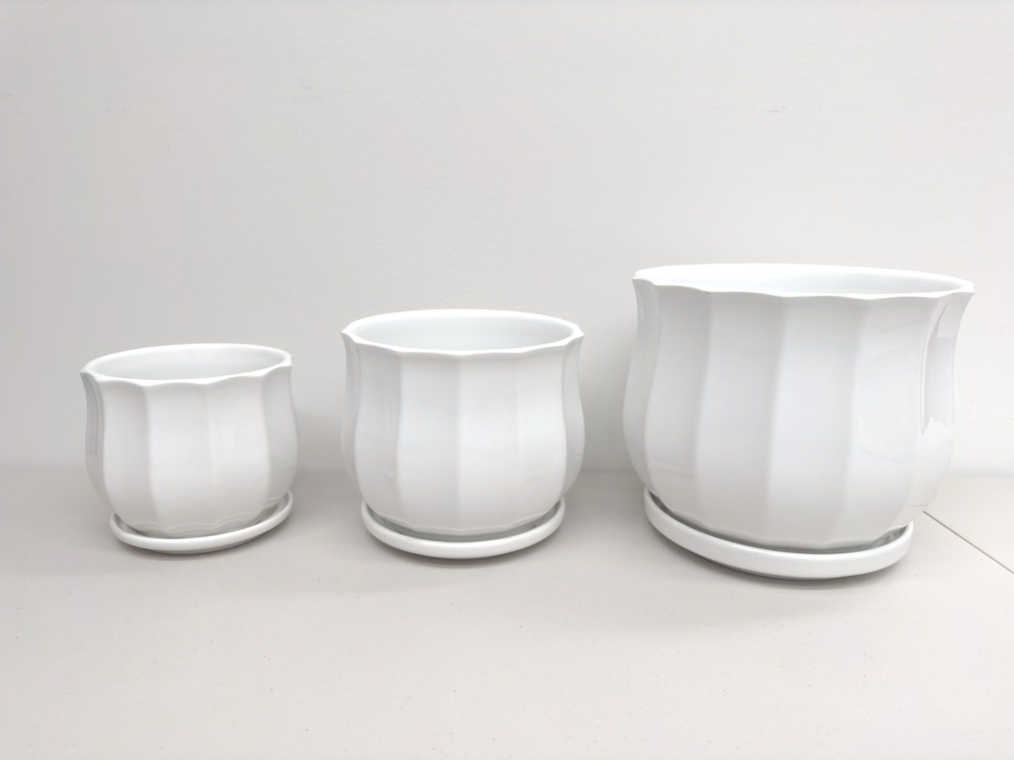 Ceramic Pot White | 20.5/16.3/13.2 cm | Set of 3