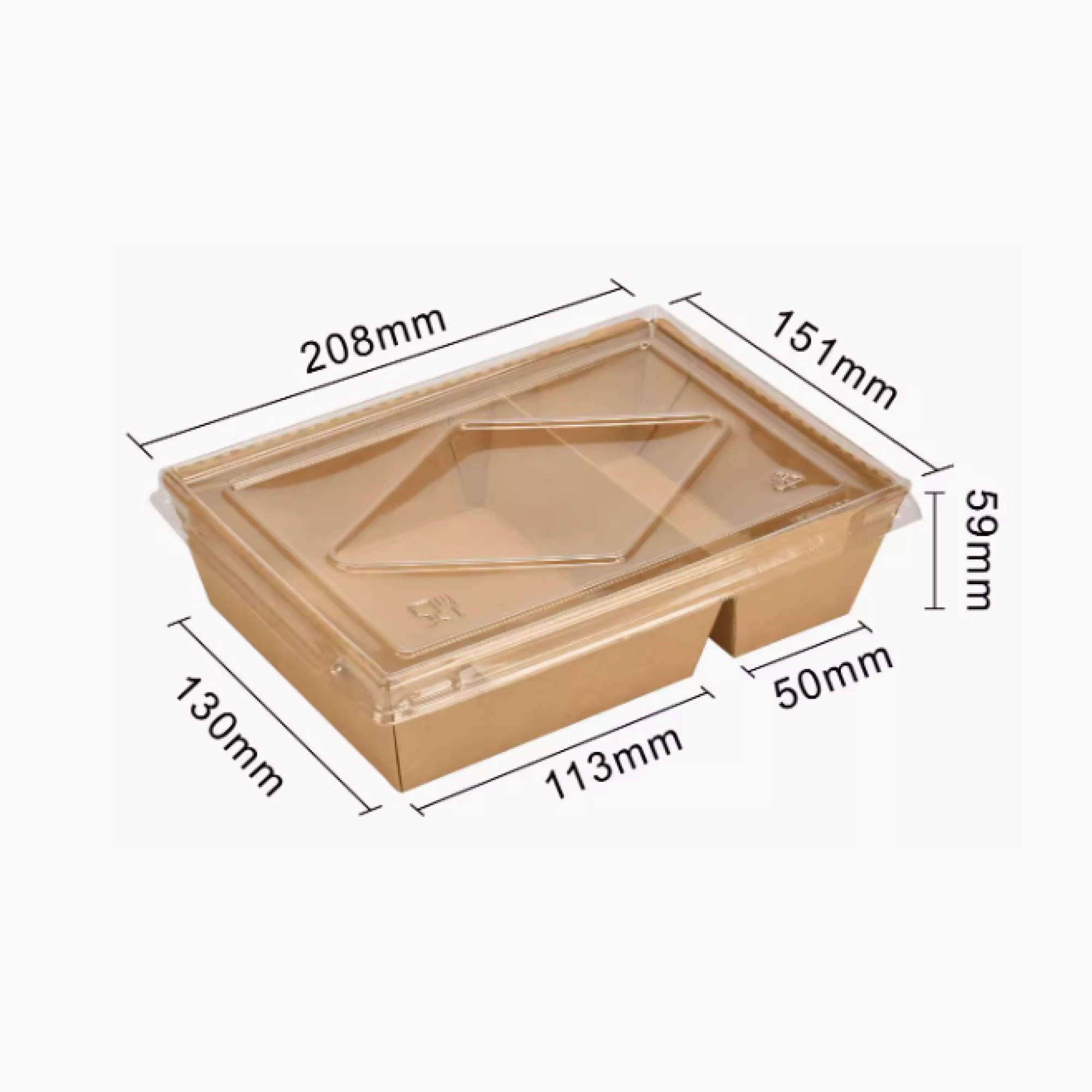 Leather double-compartment transparent lid carton