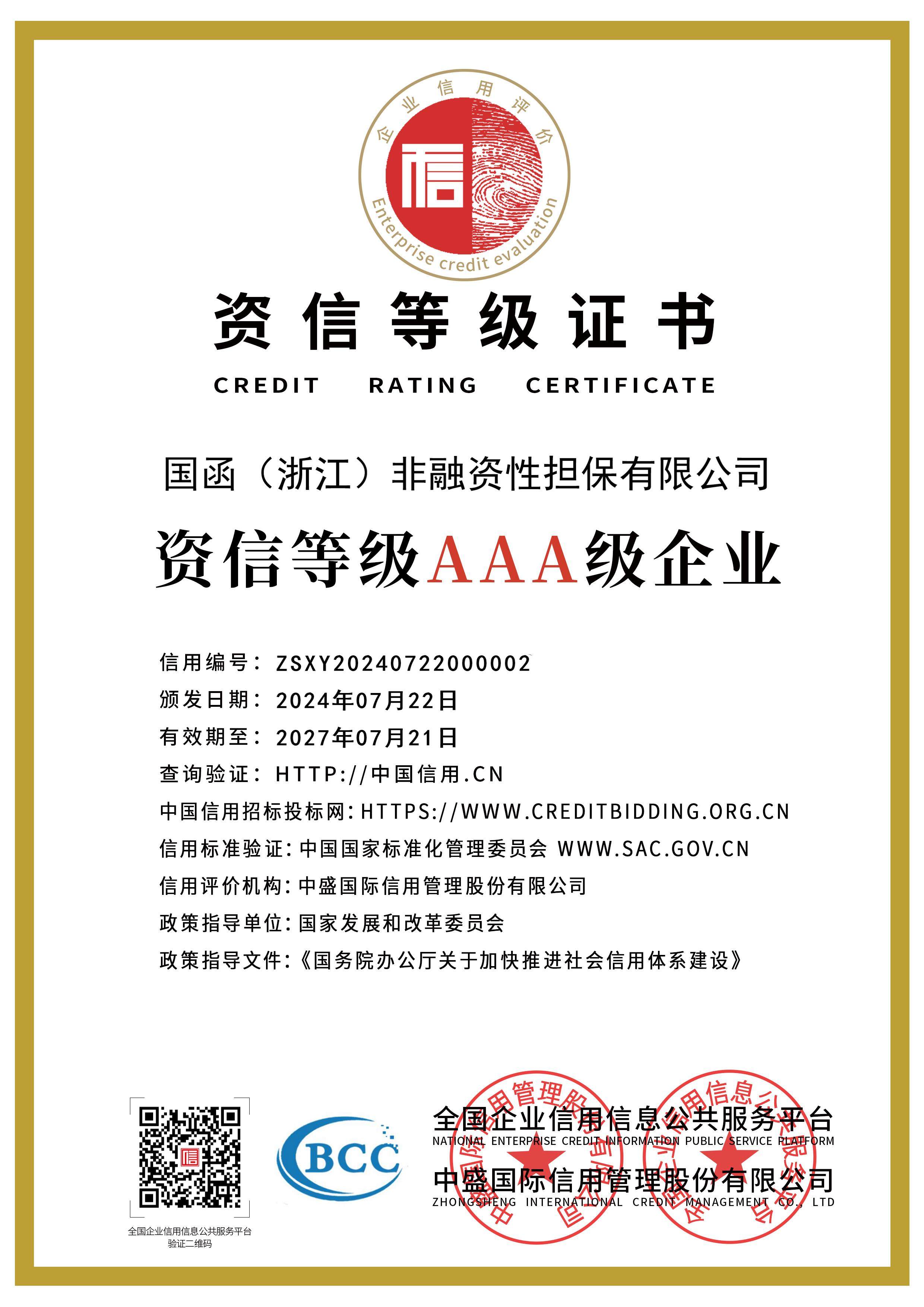 zhongfuwushouxinyongqiyezhengshu