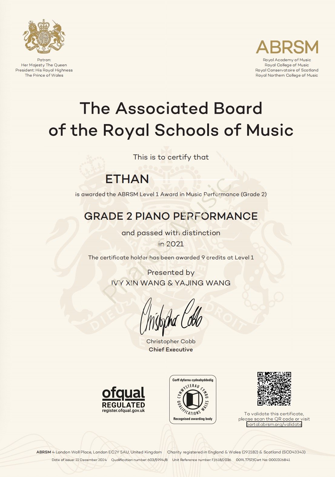 2021 Distinction - Congratulations! Ethan, Jinrong, Edith - ABRSM Grade2 Piano Distinction