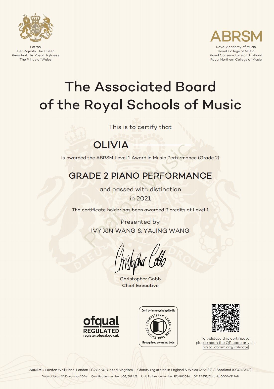 2021 Distinction - Congratulations! Zhiyou, Olivia, Ivy - ABRSM Grade2 Piano Distinction