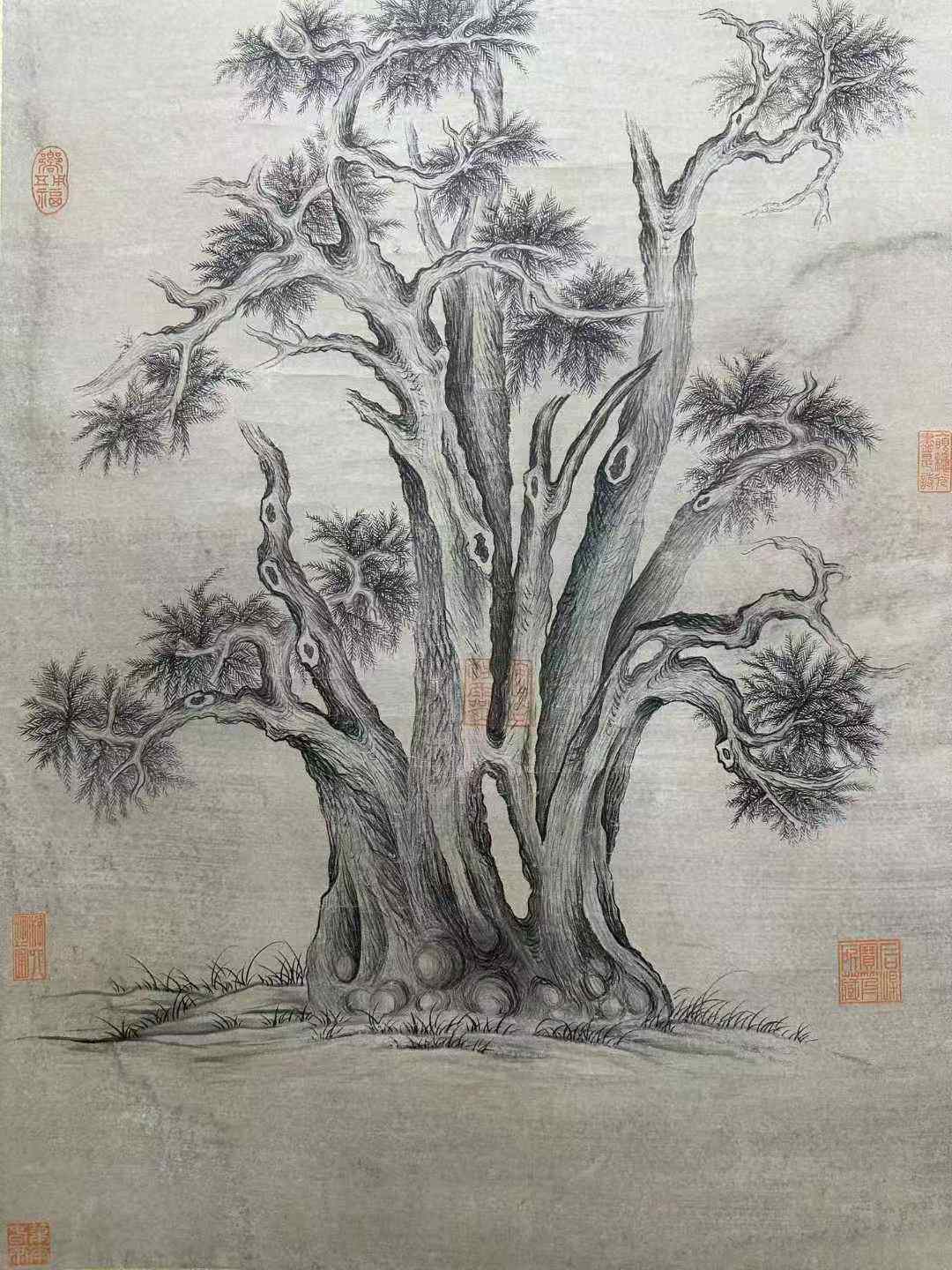 乾隆御笔款《汉阳松柏图》