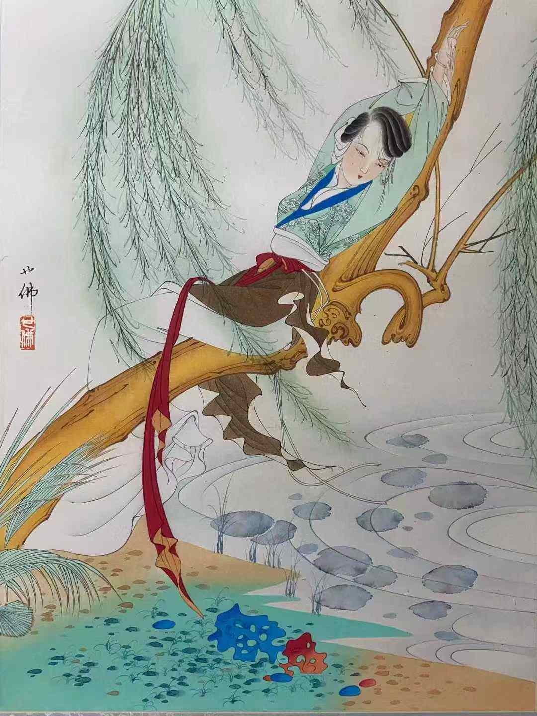 胡也佛款人物画