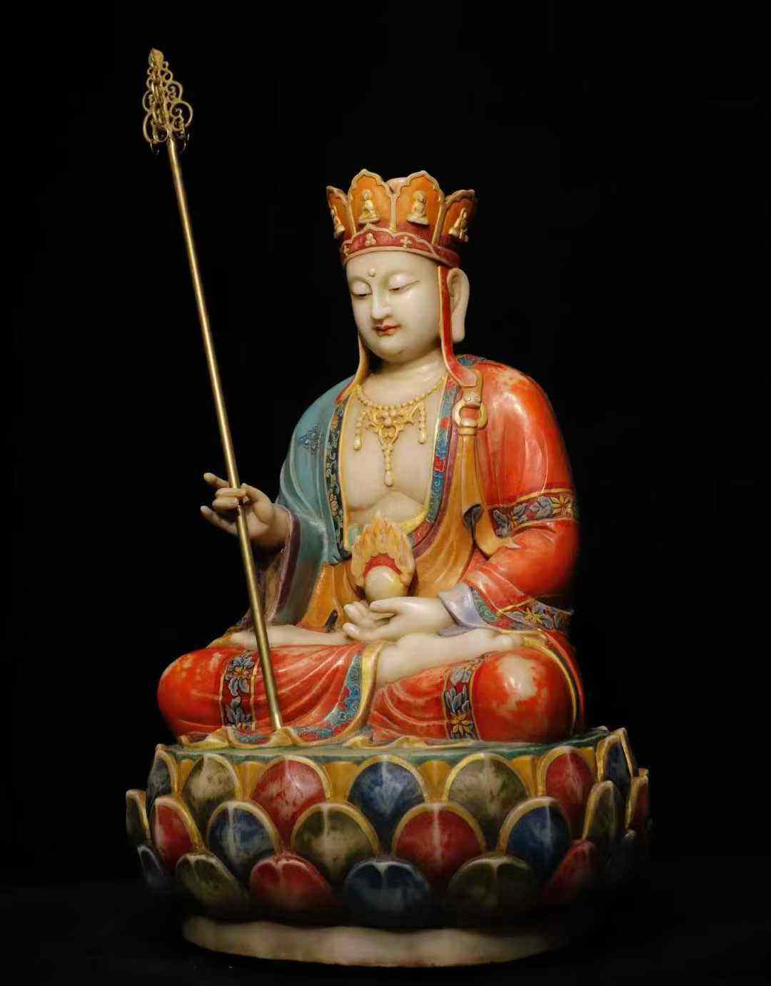 汉白玉彩绘地藏王菩萨