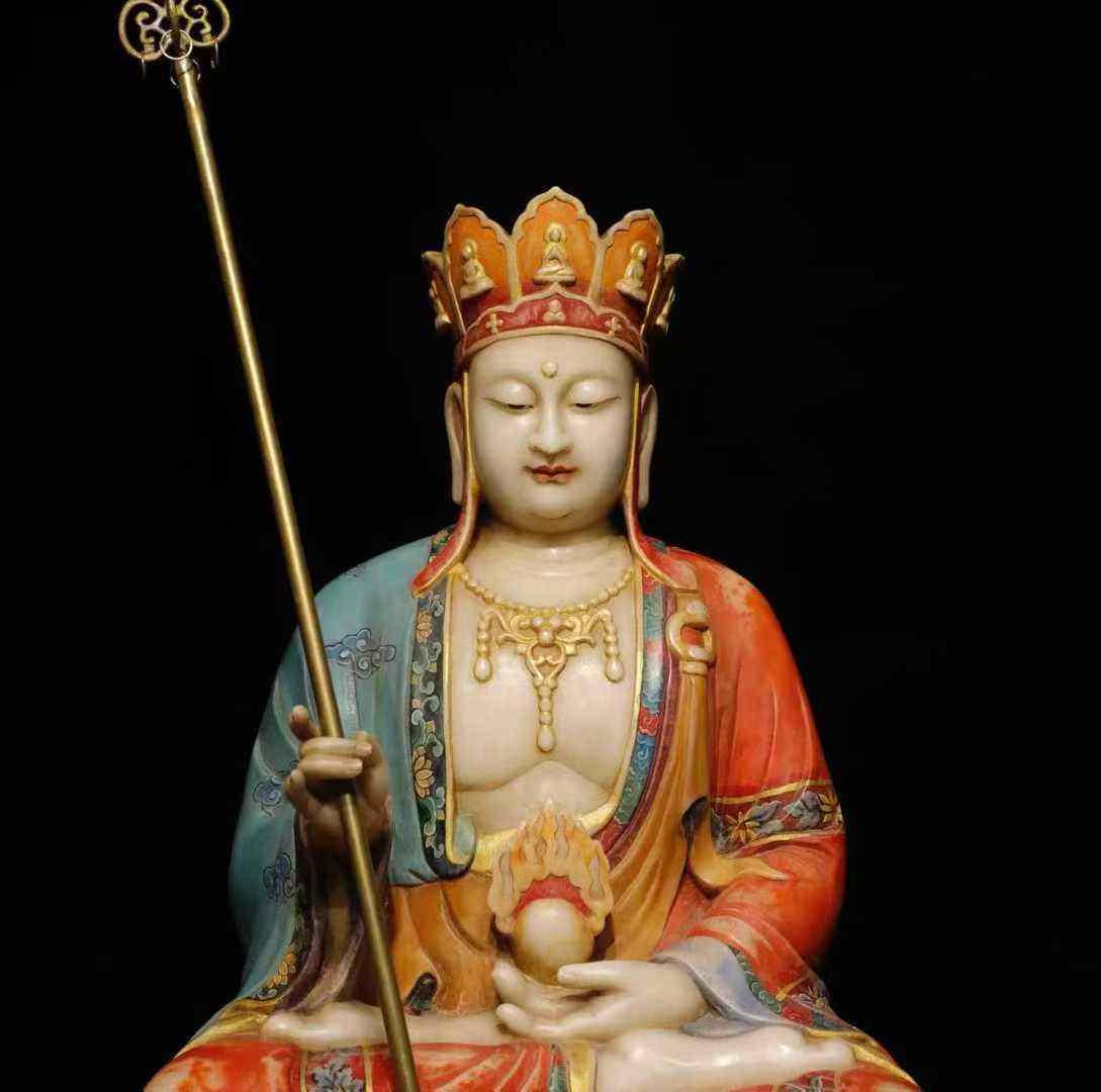 汉白玉彩绘地藏王菩萨