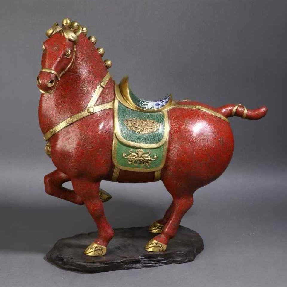 乾隆款掐丝珐琅唐马