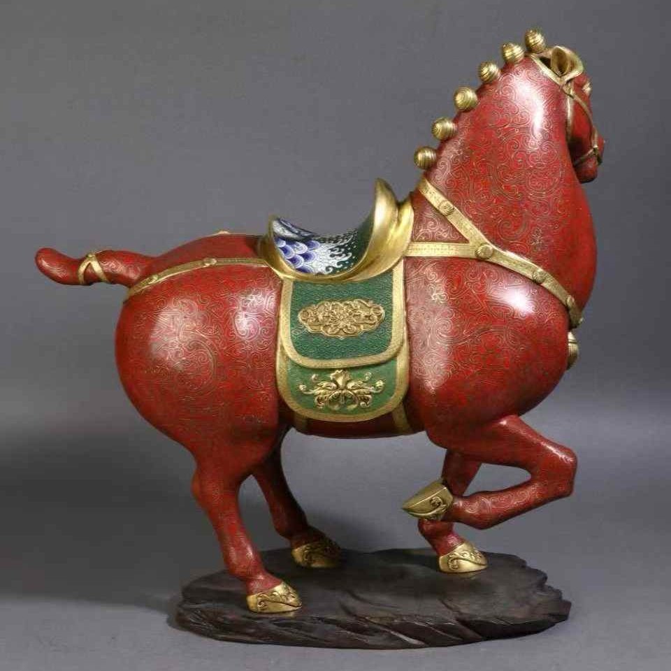 乾隆款掐丝珐琅唐马