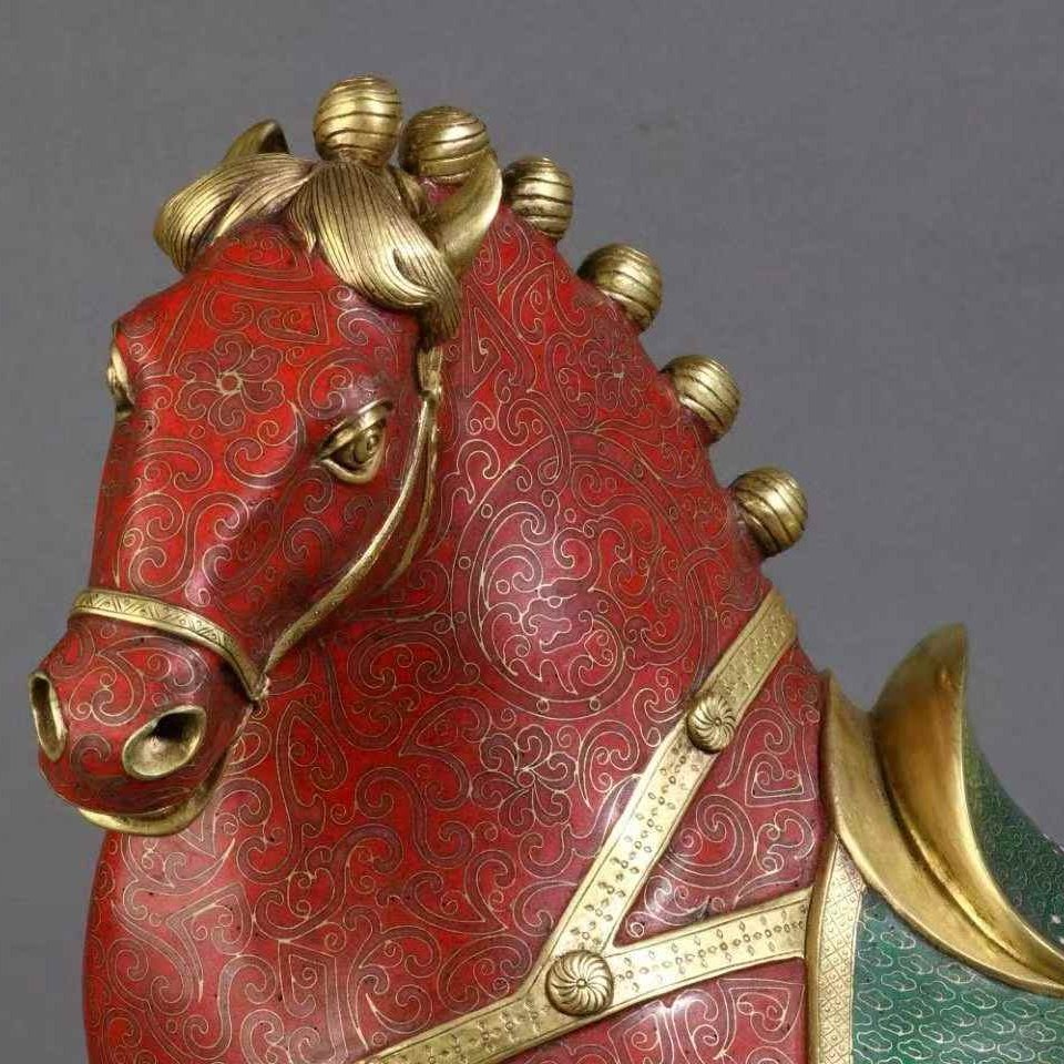 乾隆款掐丝珐琅唐马