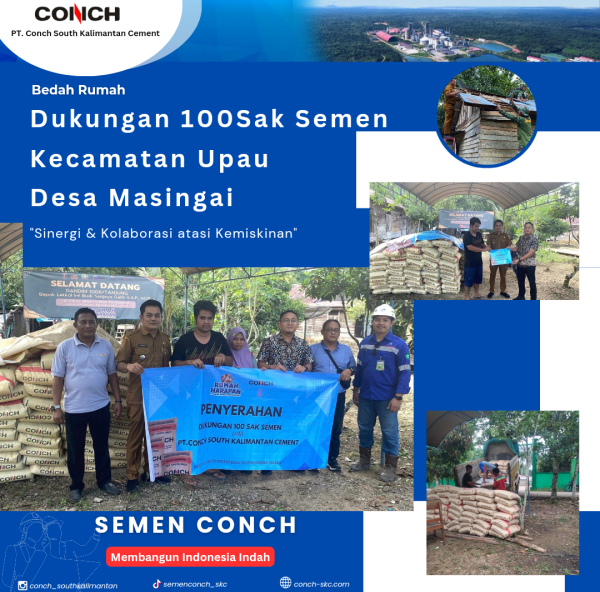 PT. Conch South Kalimantan Cement Bersinergi Berikan Dukungan 100 Sak Semen Untuk Program Bedah Rumah