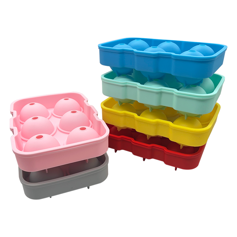 Food Grade Silicone Ice Cube Tray Ball Shape 6 Cavity Mold Large Giant Ice Cube Size Tray for Summer
