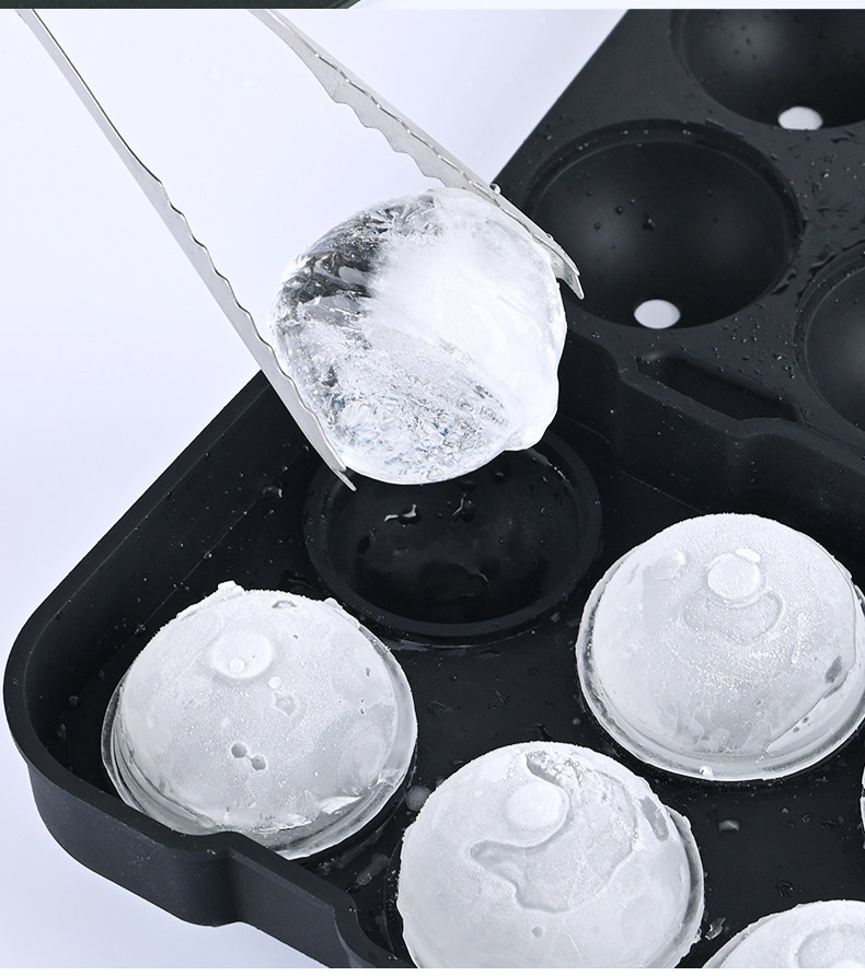 Food Grade Silicone Ice Cube Tray Ball Shape 6 Cavity Mold Large Giant Ice Cube Size Tray for Summer