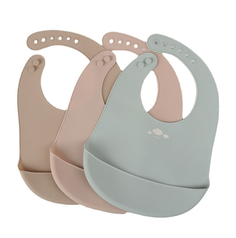 BPA Free Waterproof Silicone Baby Bib With Food Catcher Food Grade Soft Baby Silicone Bibs