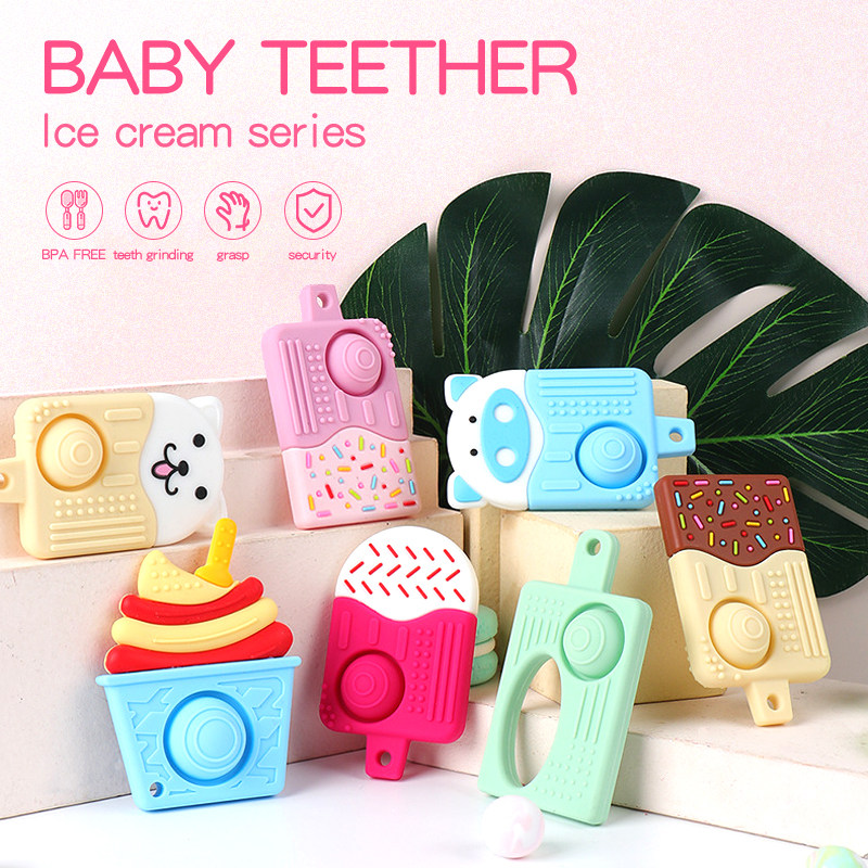 Baby Teething Toys for 6-12 Months 100% Silicone Teething Toy Gifts Popsicle Shape with Press Teether chew Toys BPA Free