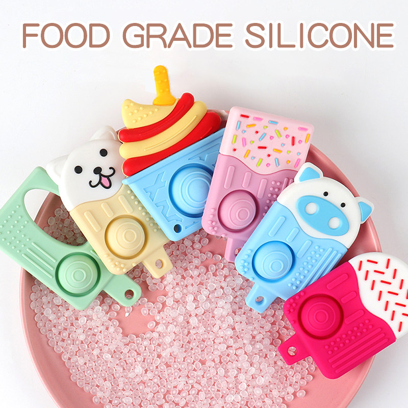 Baby Teething Toys for 6-12 Months 100% Silicone Teething Toy Gifts Popsicle Shape with Press Teether chew Toys BPA Free