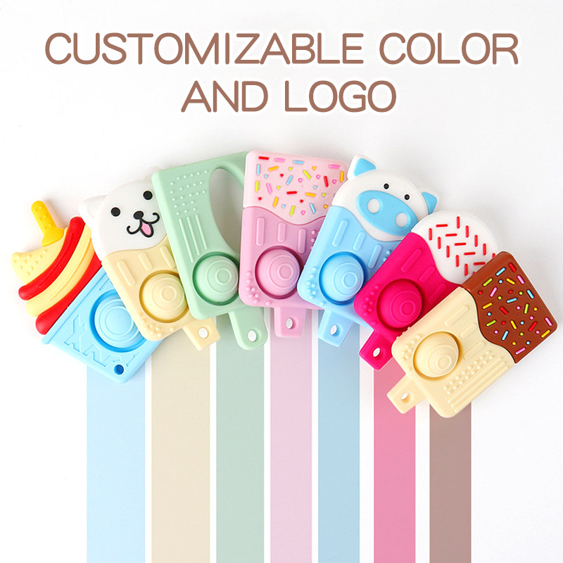 Baby Teething Toys for 6-12 Months 100% Silicone Teething Toy Gifts Popsicle Shape with Press Teether chew Toys BPA Free