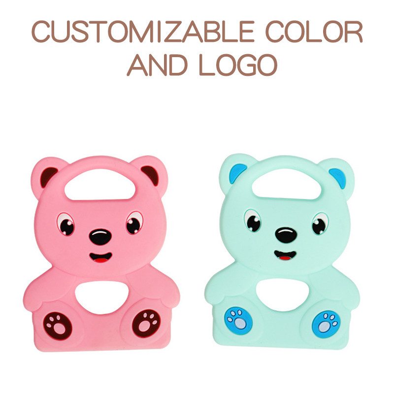 Baby Bear Animal Silicone Teether Baby Teething Toy Baby Mitten Teethers Wrist Toys for Kids
