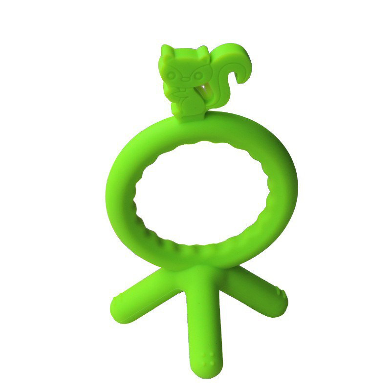 OEM/ ODM Food Grade Silicone Anti-dropping Silicone Baby Teether Soft Squirrel Shape Teether Molar for Feeding baby Sensory Toys