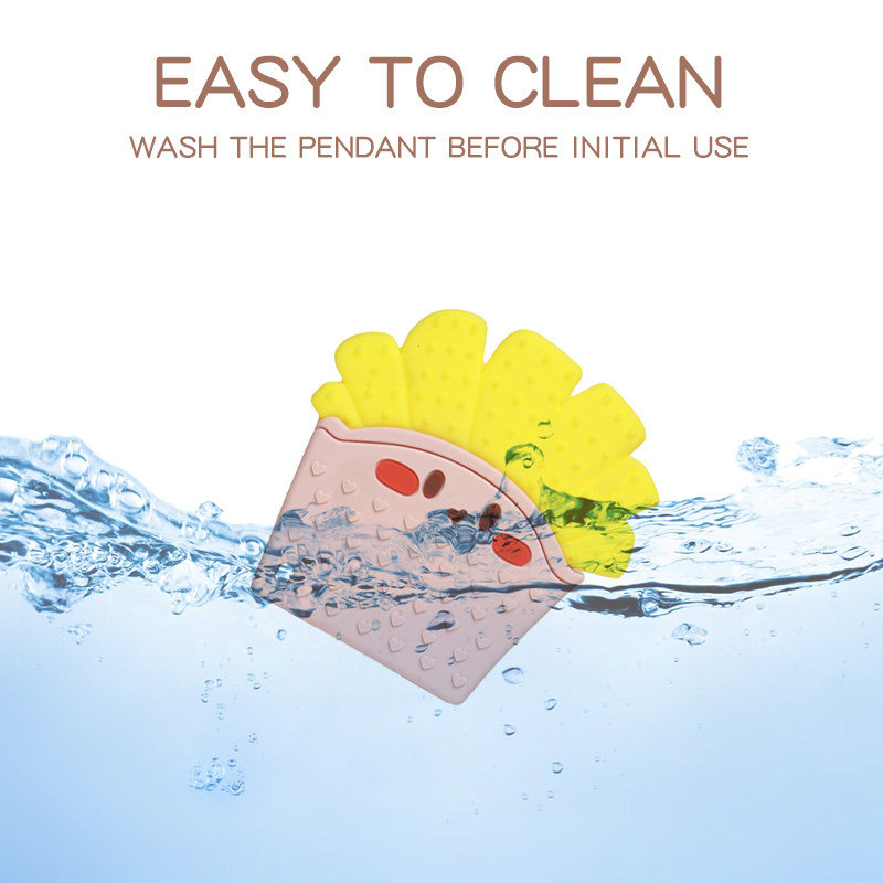 XFM Natural Silicone Non Drop with Handle French Fries Teether Baby Teething Play Toy Infant Teether Silicone Baby Molar