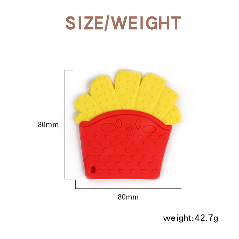 XFM Natural Silicone Non Drop with Handle French Fries Teether Baby Teething Play Toy Infant Teether Silicone Baby Molar