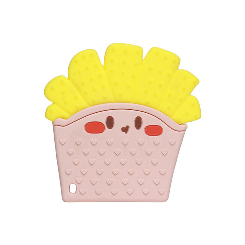 XFM Natural Silicone Non Drop with Handle French Fries Teether Baby Teething Play Toy Infant Teether Silicone Baby Molar